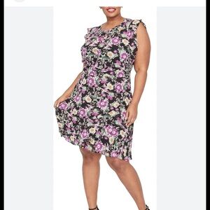 Rachel Roy Floral Black and Pink Dress